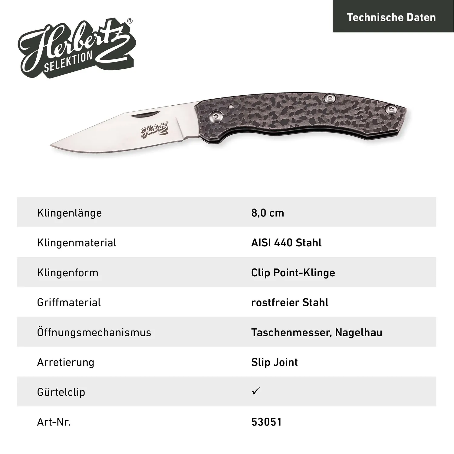 Herbertz Selektion Taschenmesser Geschenkbox AISI 440 Clip