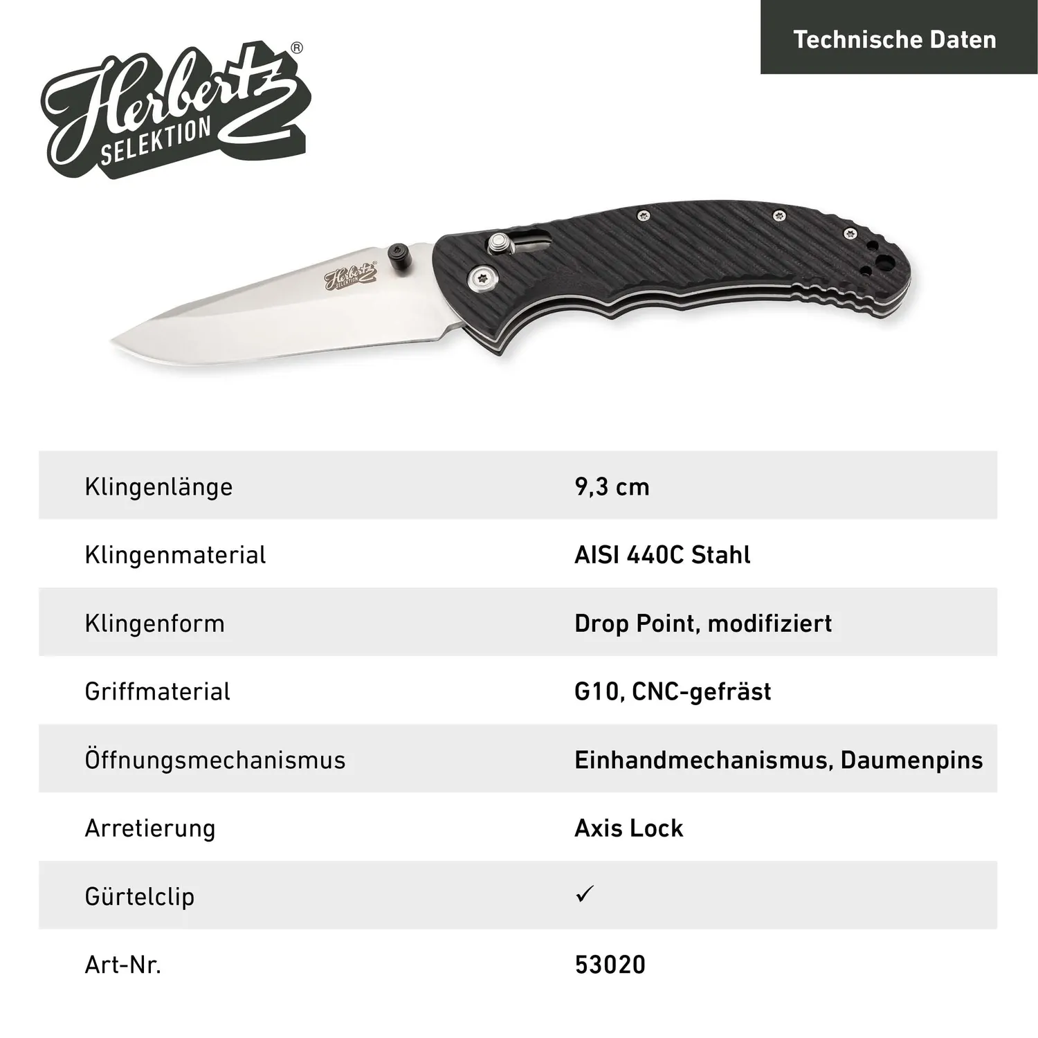 Herbertz Selektion Einhandmesser 8Cr13MoV G10 Frame Lock
