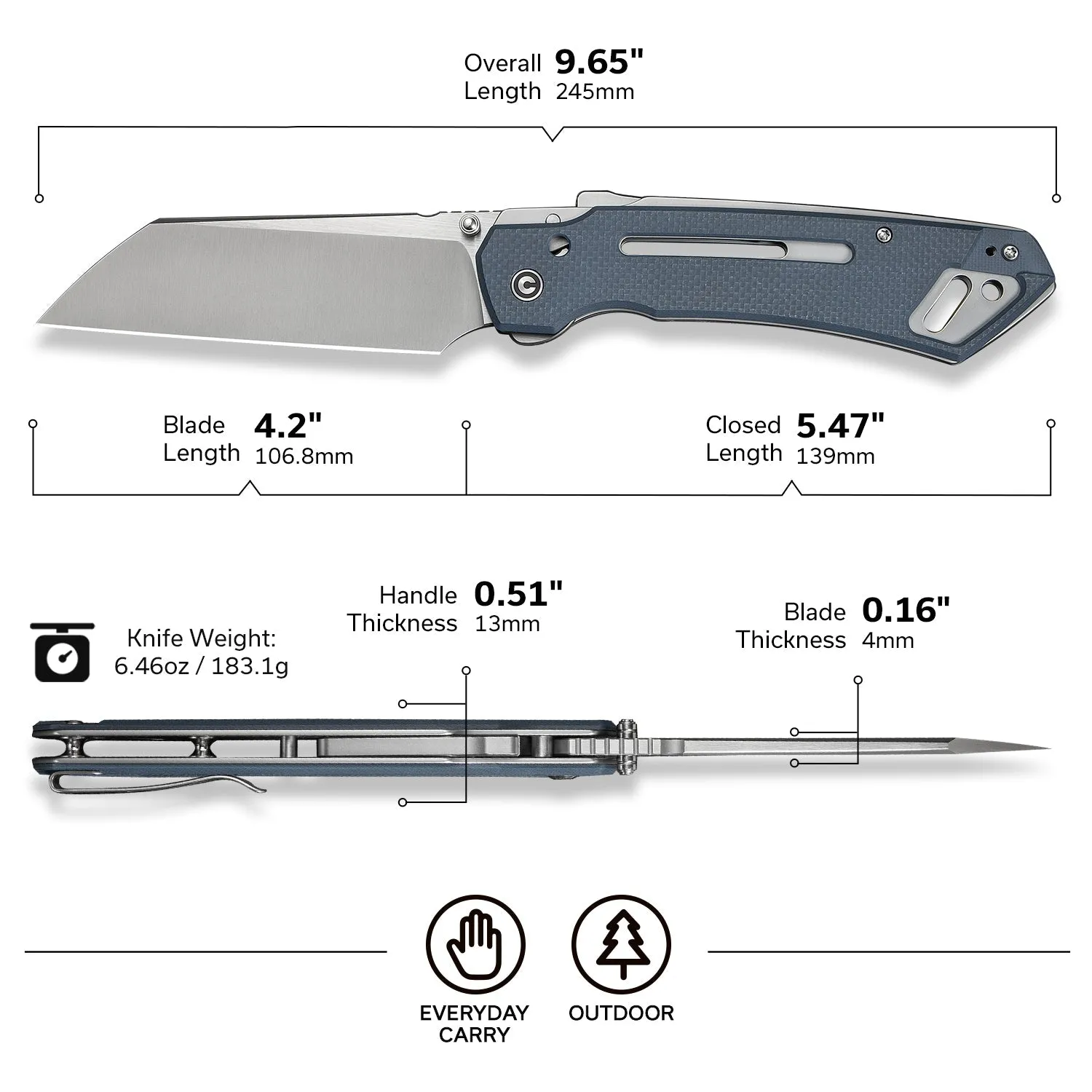 Civivi Buster FG C24052-2 Klappmesser Nitro-V Blau