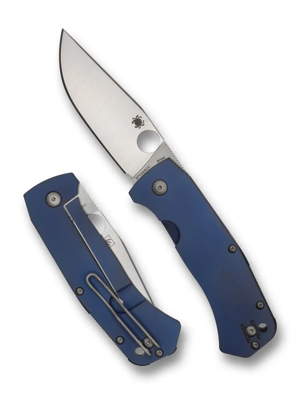 Spyderco Slysz Bowie Klappmesser Titan blau M390