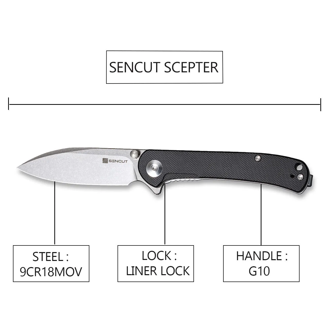 SENCUT Scepter SA03B Taschenmesser G10 schwarz