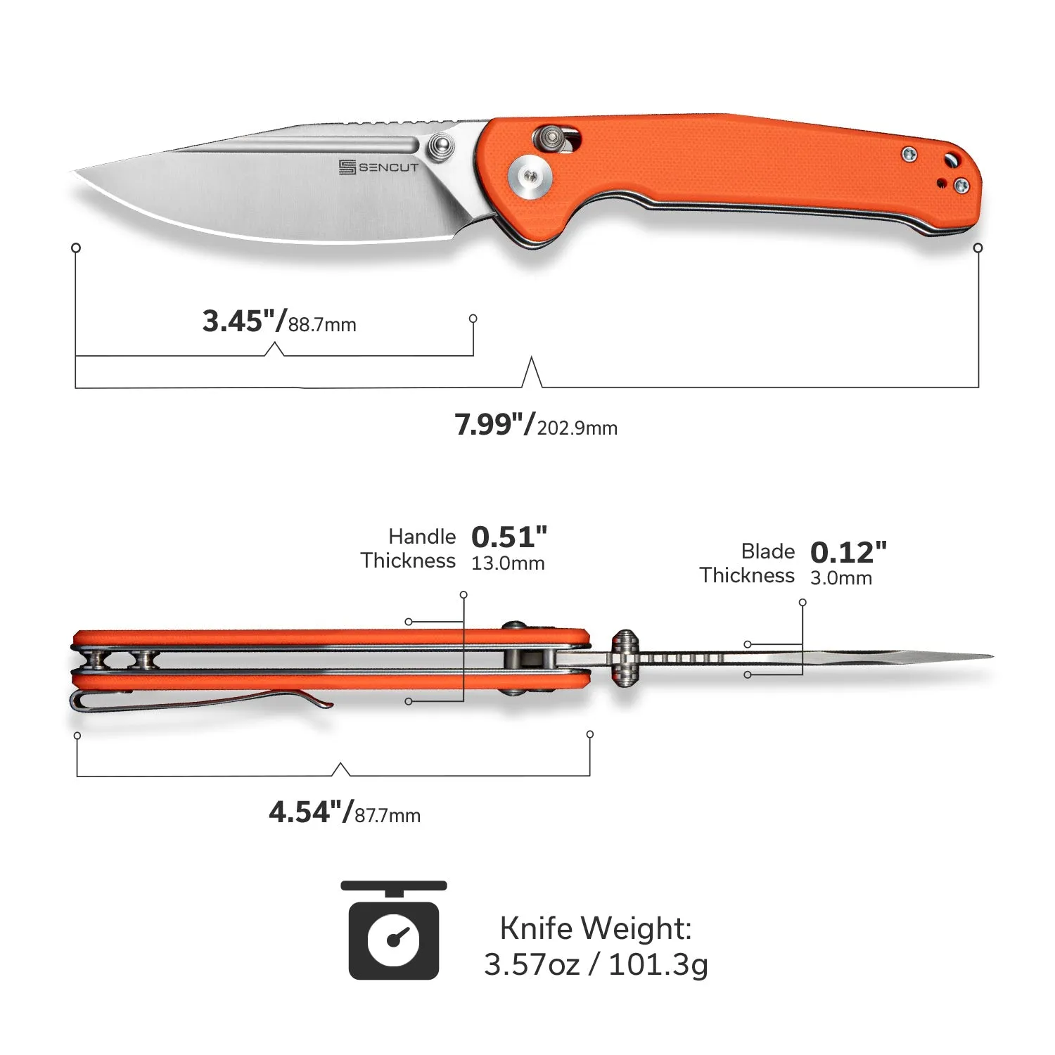 SENCUT Glenspar S25046-1 Taschenmesser Orange 9Cr18MoV