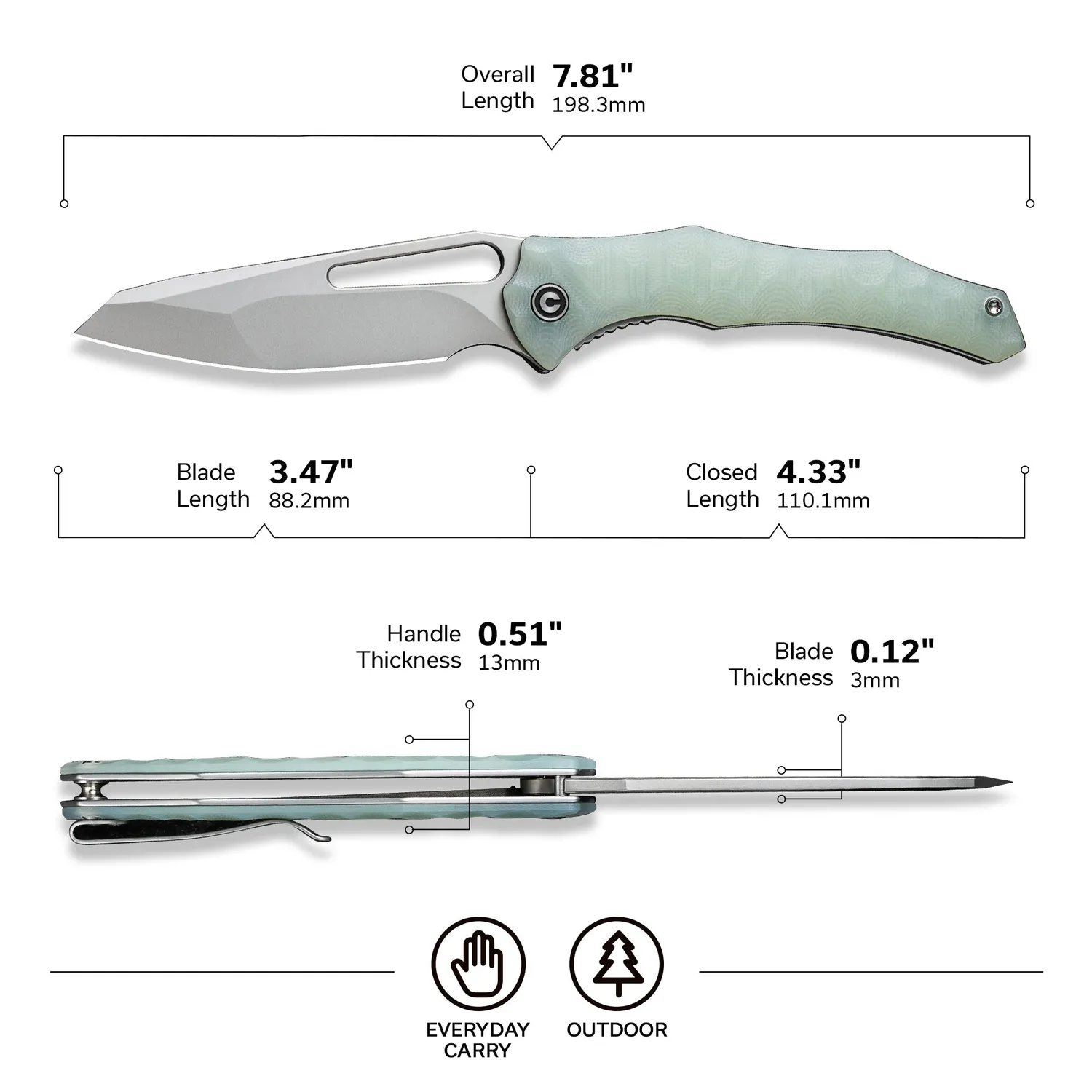 Civivi Spiny Dogfish C22006-2 Taschenmesser 14C28N G10