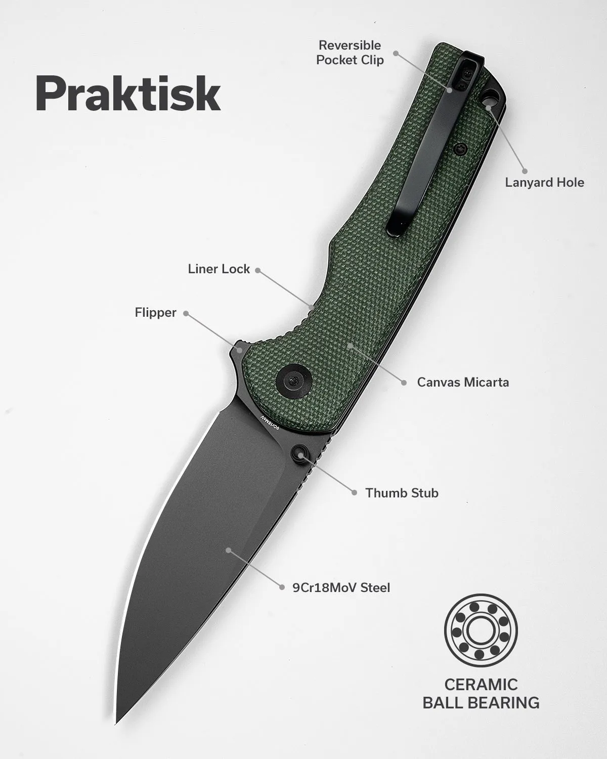 SENCUT Praktisk S24019-3 Taschenmesser Grün Micarta