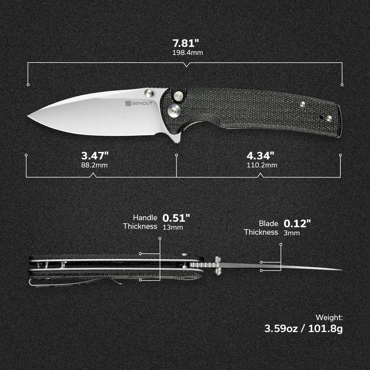 SENCUT Sachse S21007-1 Taschenmesser Micarta Button Lock