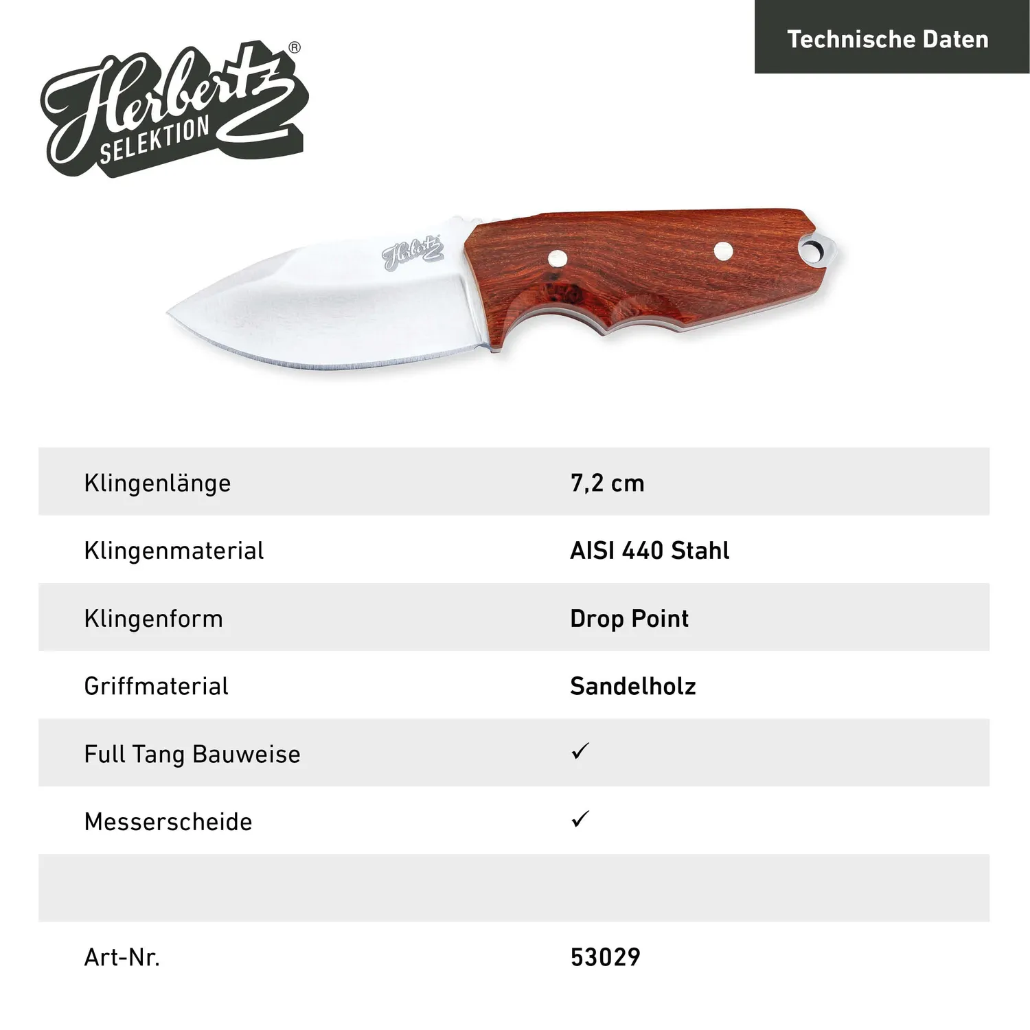 Herbertz Selektion Gürtelmesser Sandelholz 440