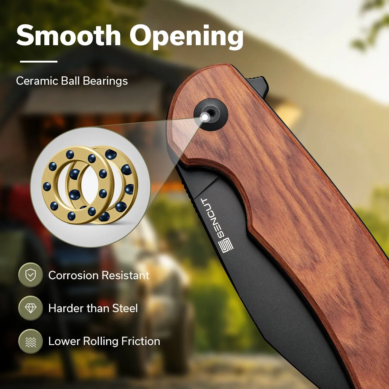 SENCUT Omniform S23064-3 Taschenmesser Holz 9Cr18MoV