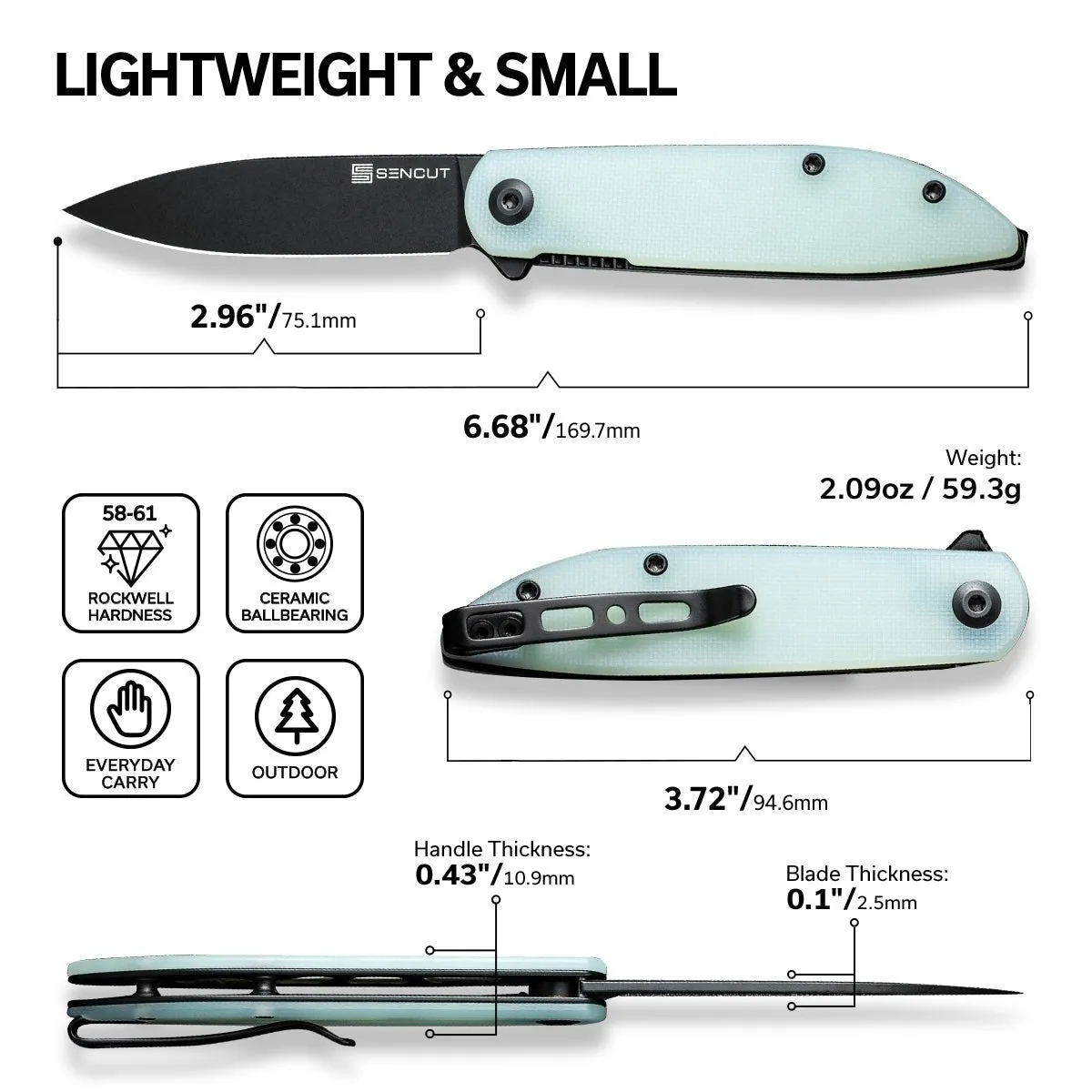 SENCUT Bocll II S22019-2 Taschenmesser Natural D2