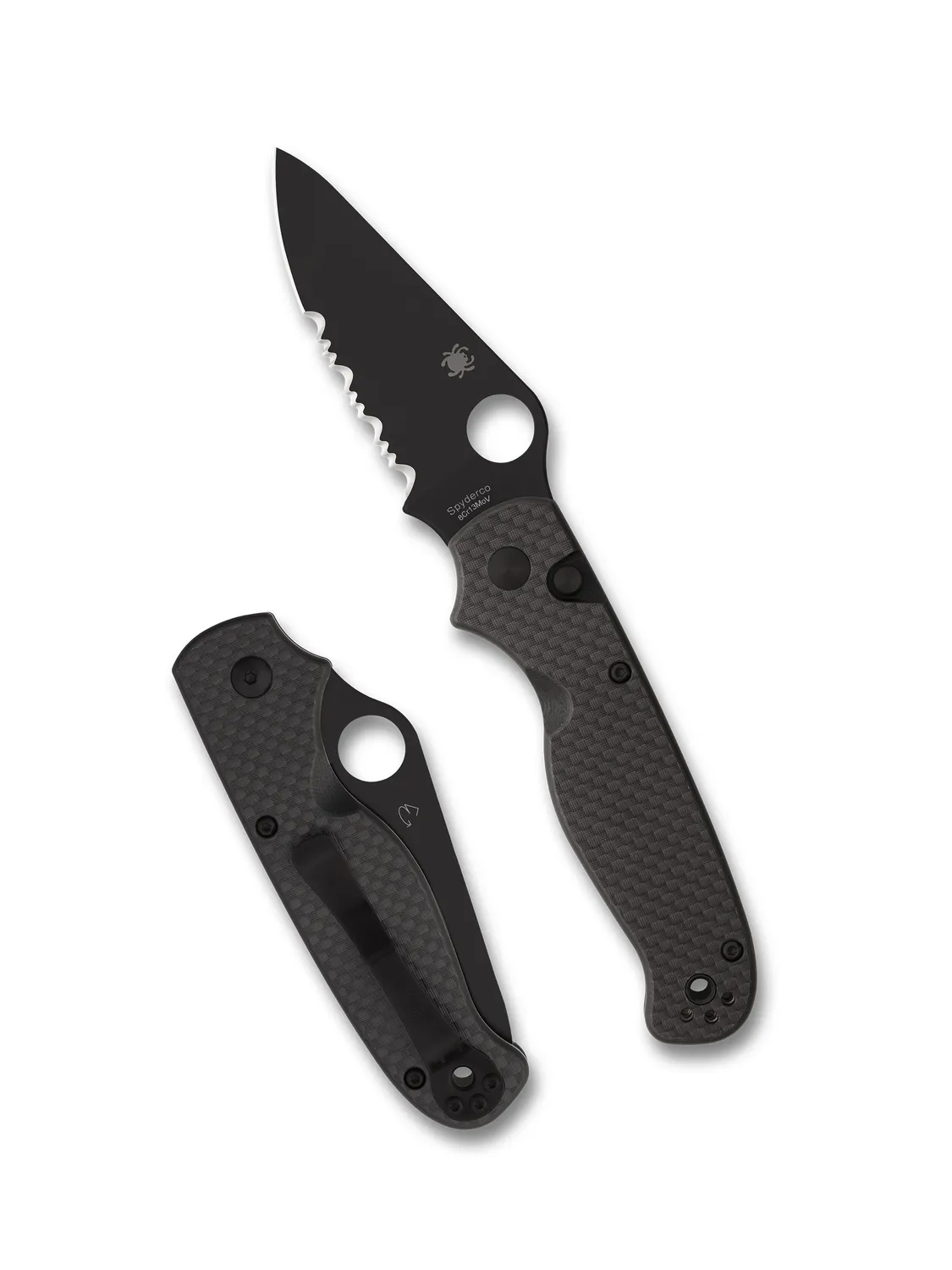Spyderco ButtonUp Carbon Klappmesser 8Cr13MoV PlainEdge