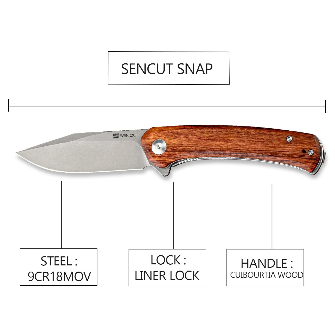 SENCUT Snap SA05D Taschenmesser Holz Cuibourtia Clip Point