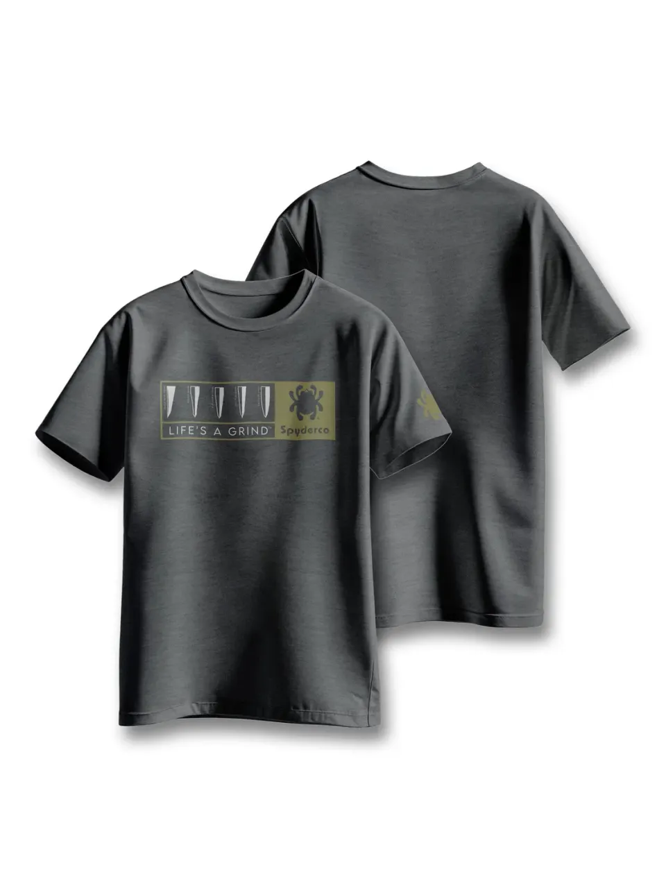 Spyderco Life's a Grind T-Shirt Heather-Grau Baumwollmix