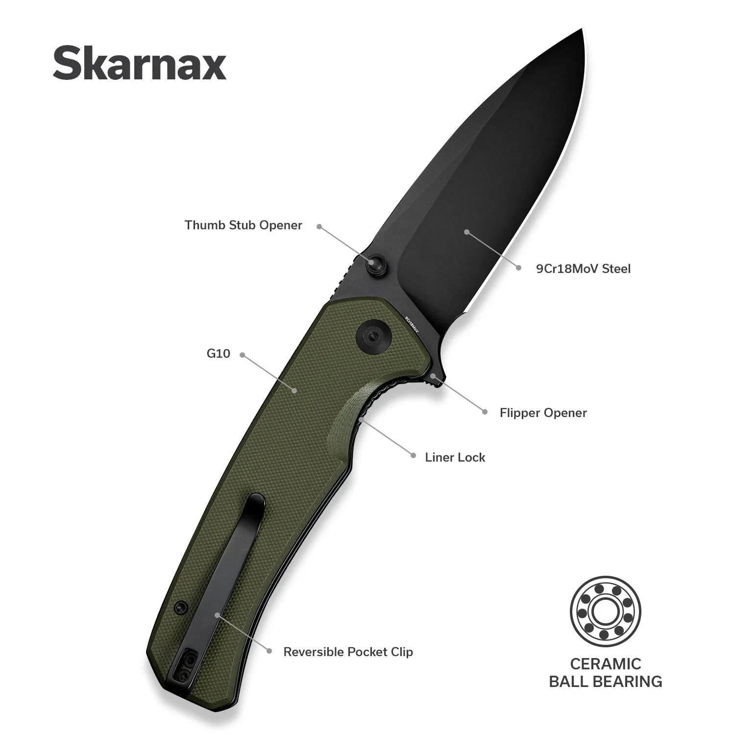 SENCUT Skarnax S24025-2 Taschenmesser OD Green G10