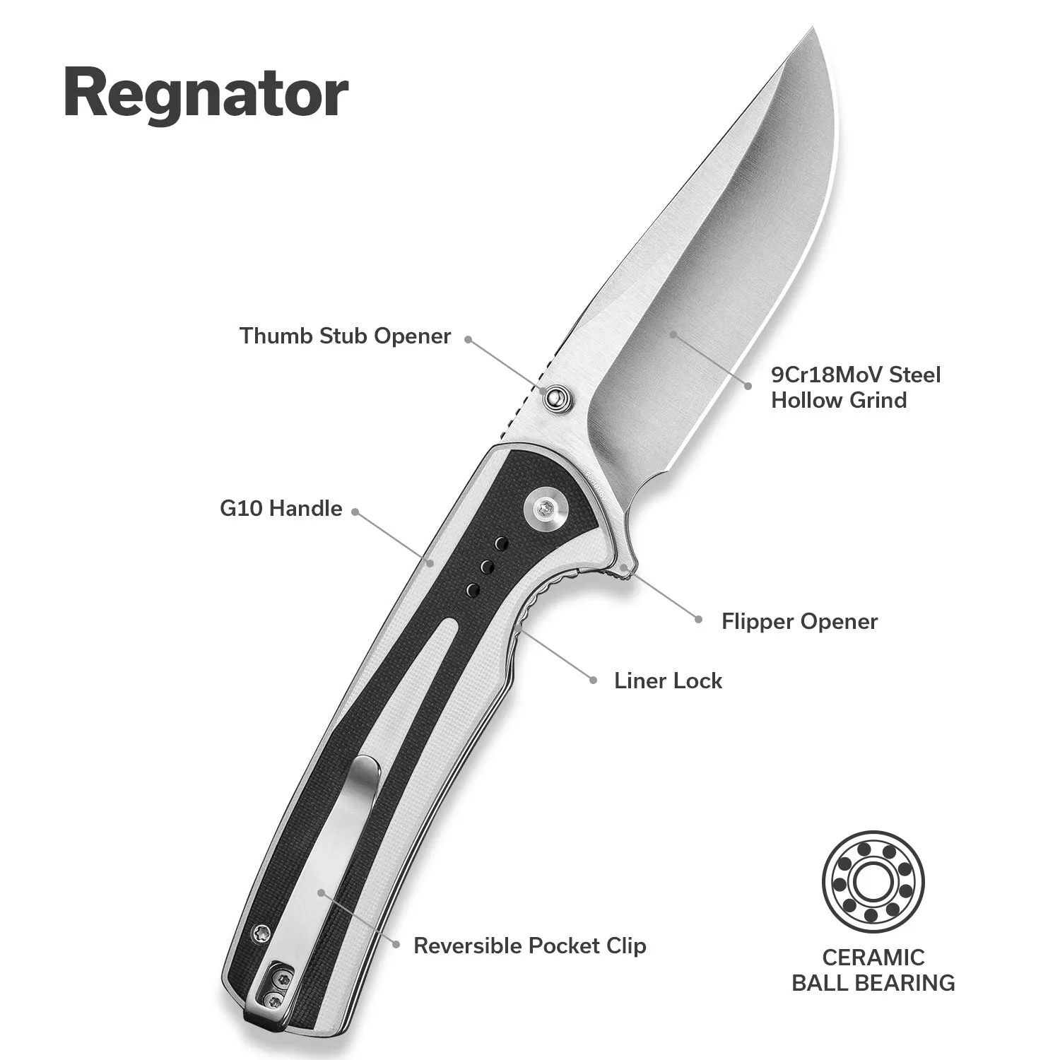 SENCUT Regnator S24057-3 Klappmesser weiß schwarz