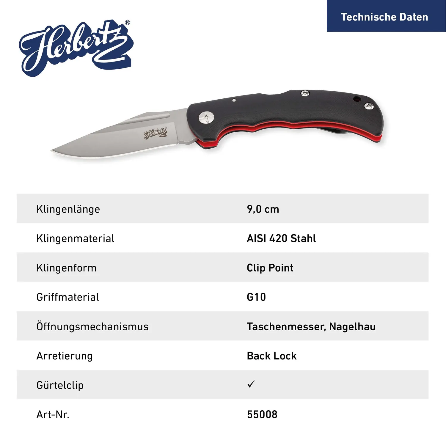 Herbertz Top Collection Taschenmesser G10 9 cm rostfrei