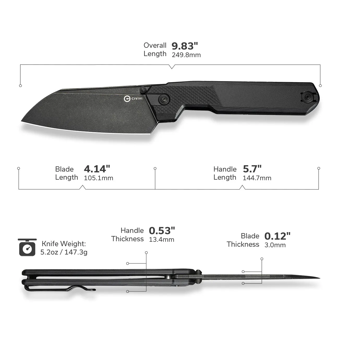 Civivi Hid C23008-1 Klappmesser Schwarz 14C28N