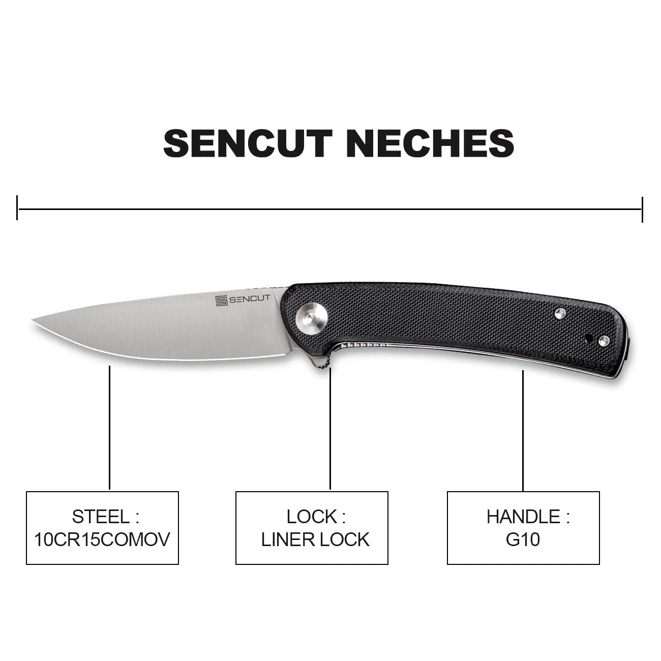 SENCUT Neches SA09A Taschenmesser Schwarz 10Cr15CoMoV