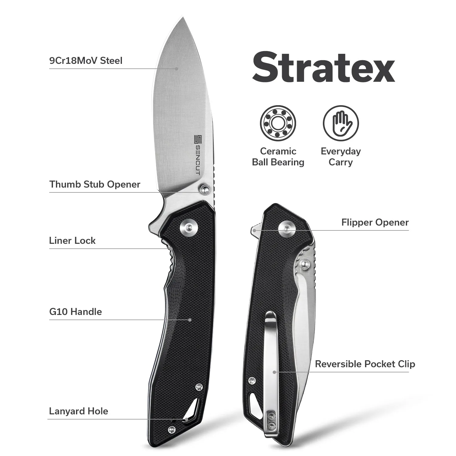 SENCUT Stratex S25055-1 Klappmesser G10 schwarz