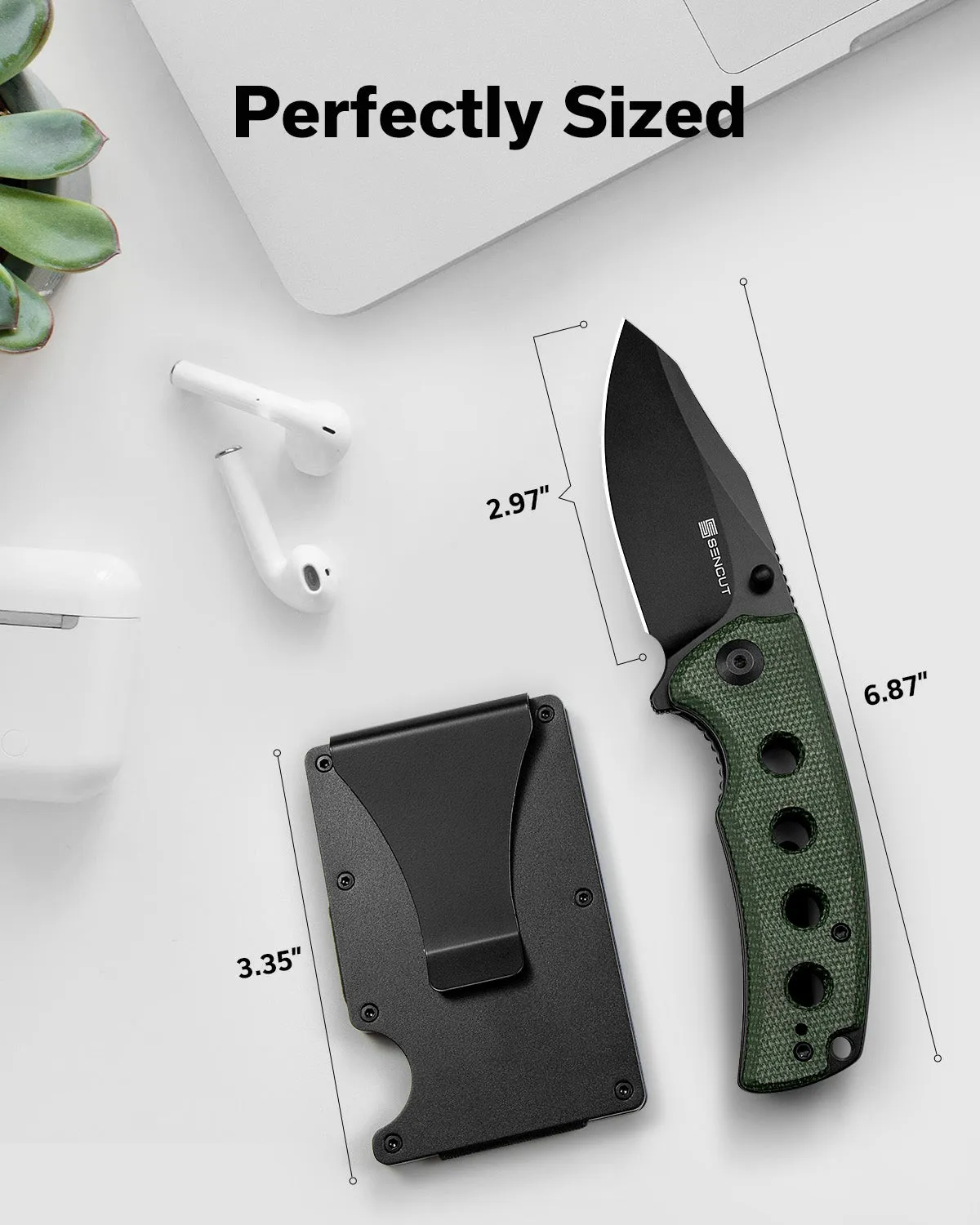 SENCUT Excalis S23068-3 Klappmesser Grün Micarta