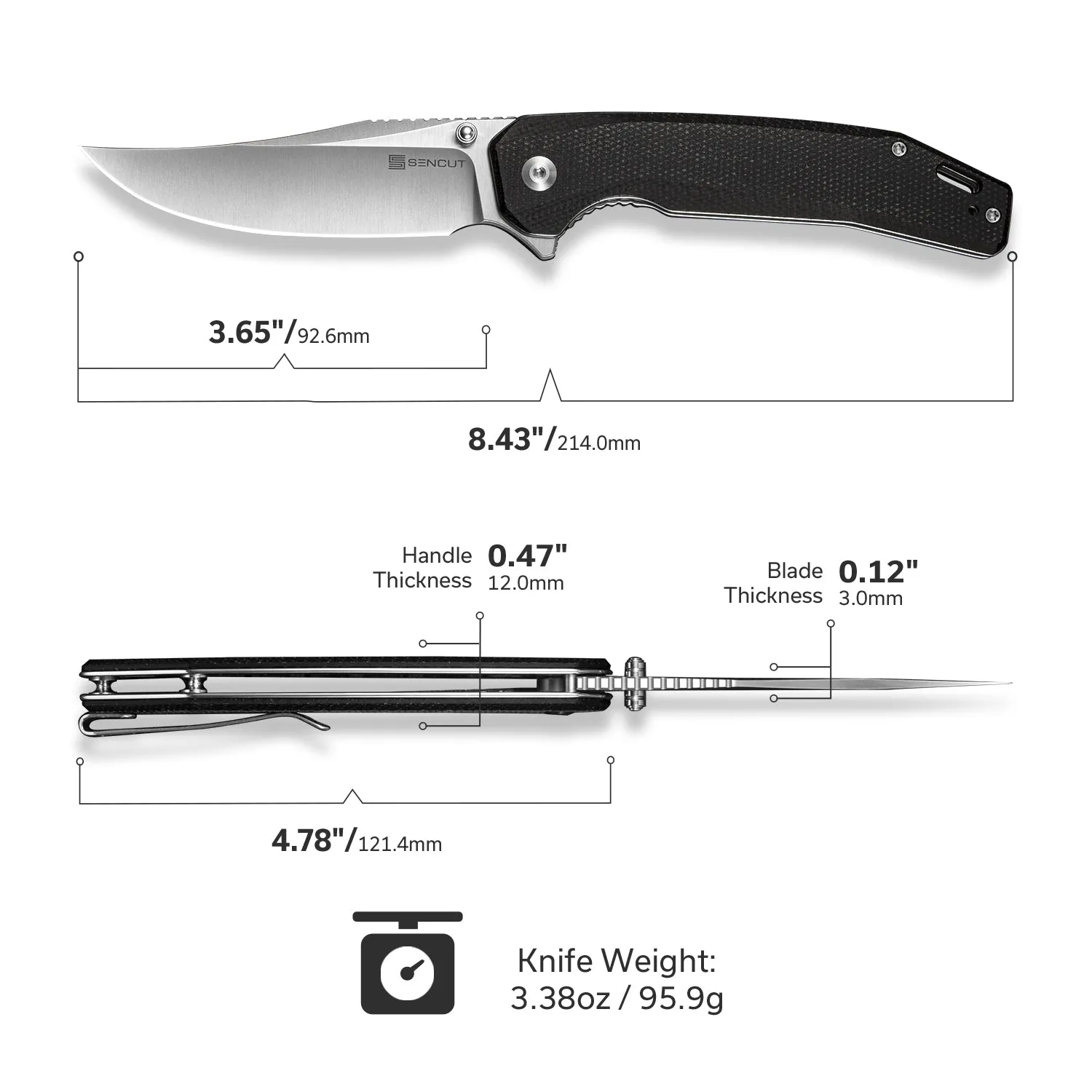 SENCUT Vornix S25038-2 Taschenmesser Schwarz Micarta