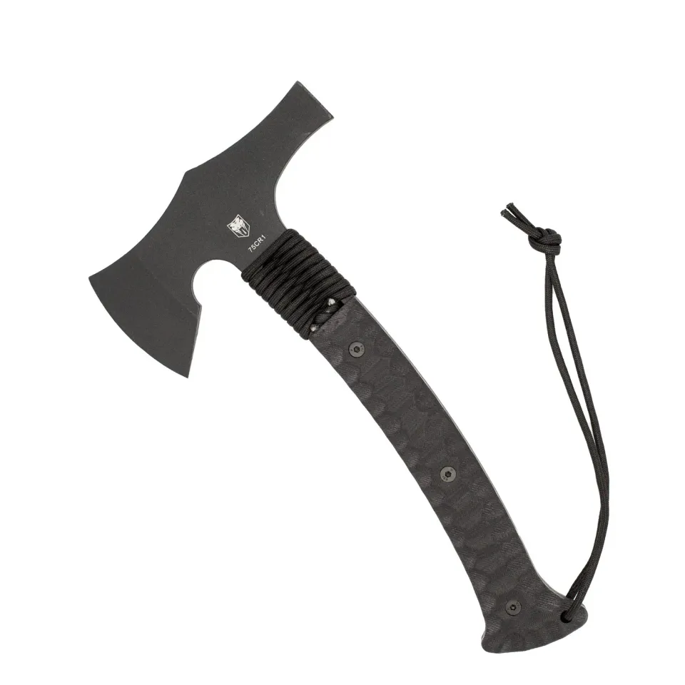 CobraTec Black Tomahawk Fixed Blade 75Cr1 mit Kydex-Scheide
