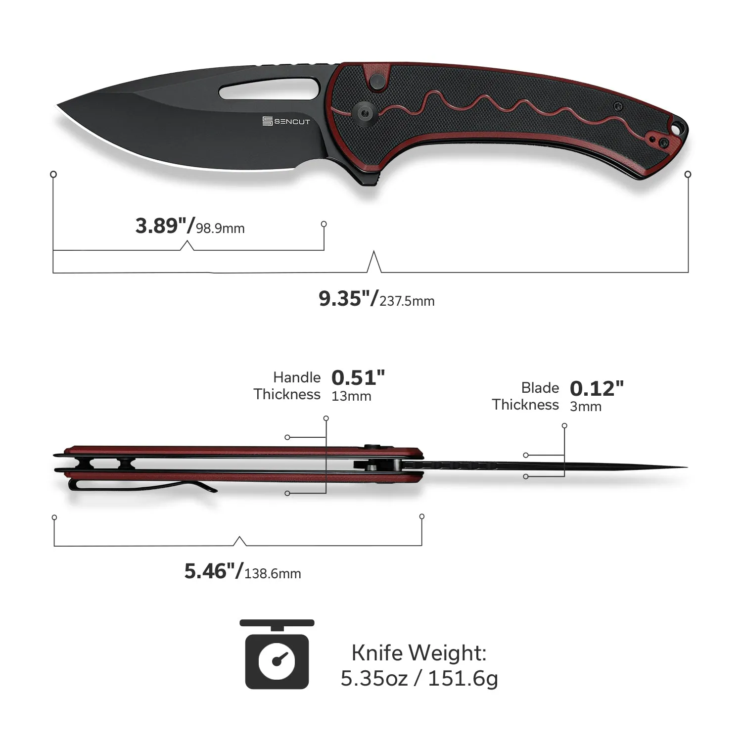 SENCUT Squiggy S24082A-3 Taschenmesser Burgund