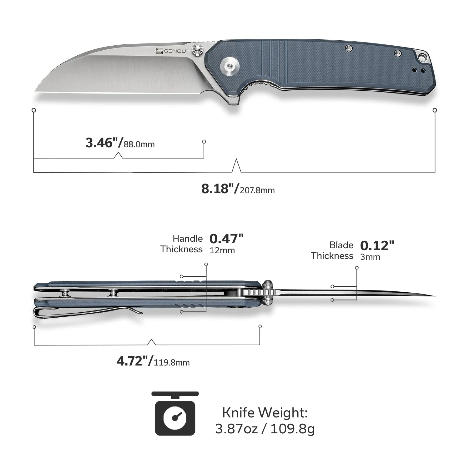SENCUT Awassi S24065-2 Taschenmesser Blau 9Cr18MoV
