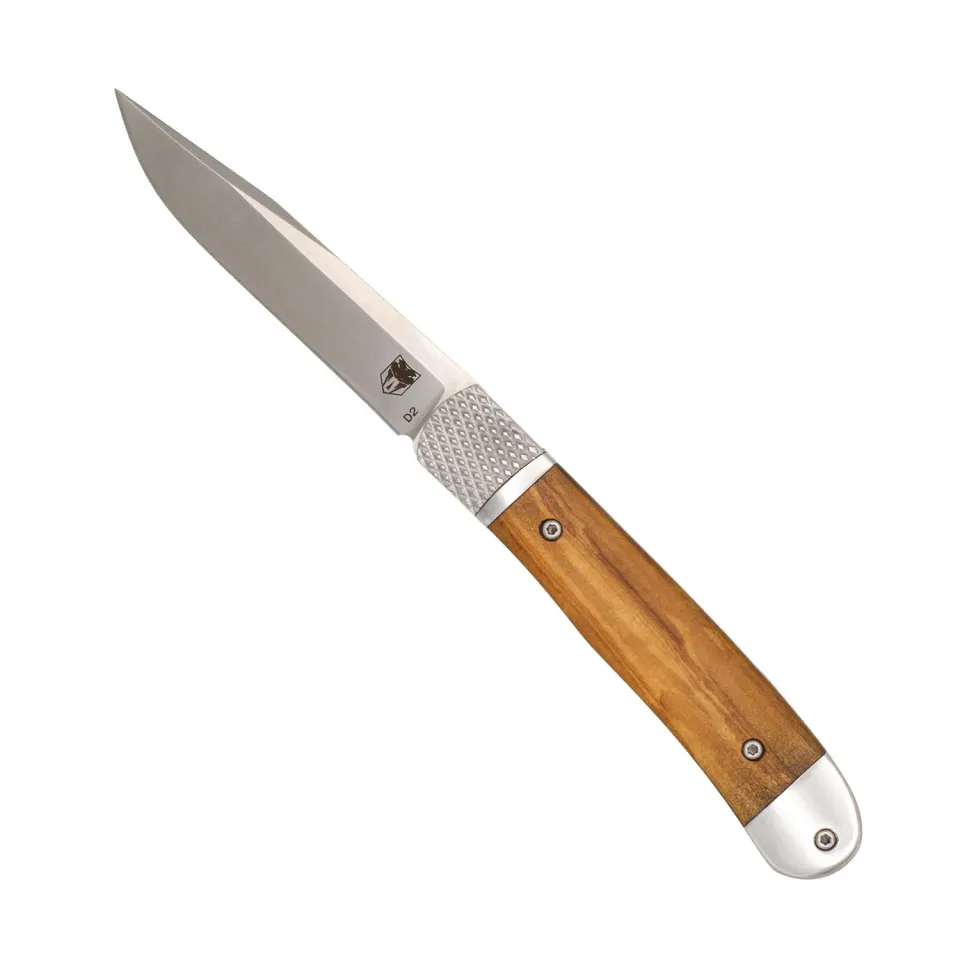 CobraTec Trapper Hidden Release Taschenmesser Olivenholz D2