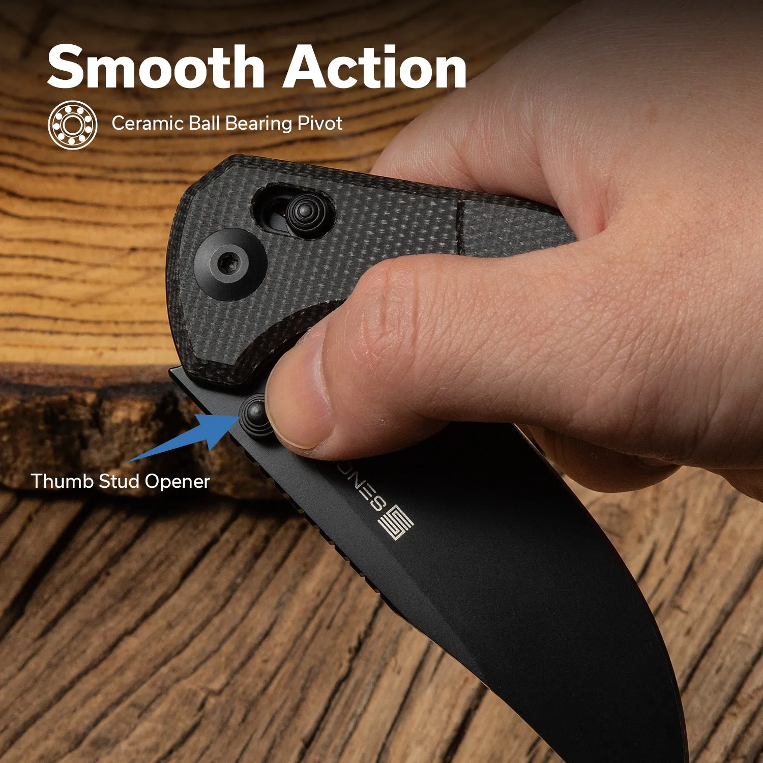 SENCUT Slybolt S25001A-1 Klappmesser Micarta Schwarz