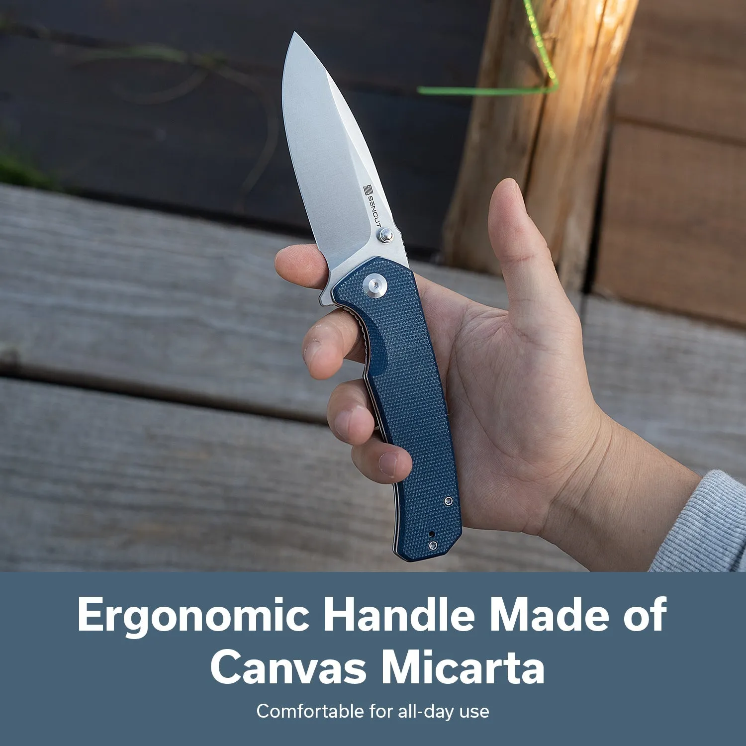 SENCUT Skarnax S24025-3 Klappmesser Blau Micarta 9Cr18MoV
