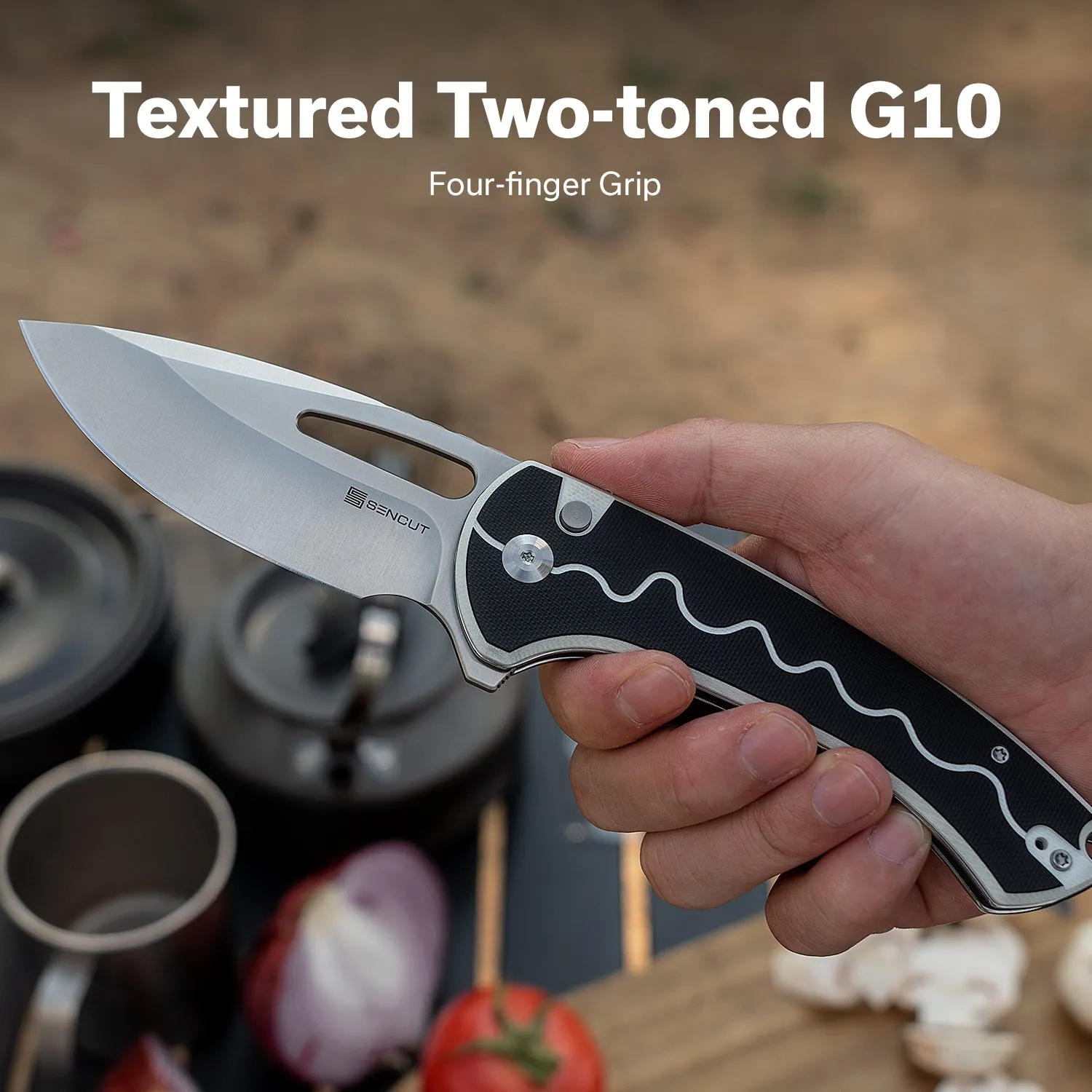 SENCUT Squiggy S24082A-1 Klappmesser G10 Button Lock