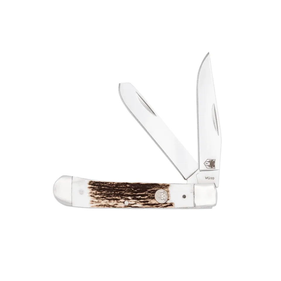 CobraTec Traditional Two Blade Trapper Taschenmesser Hirschhorn VG10