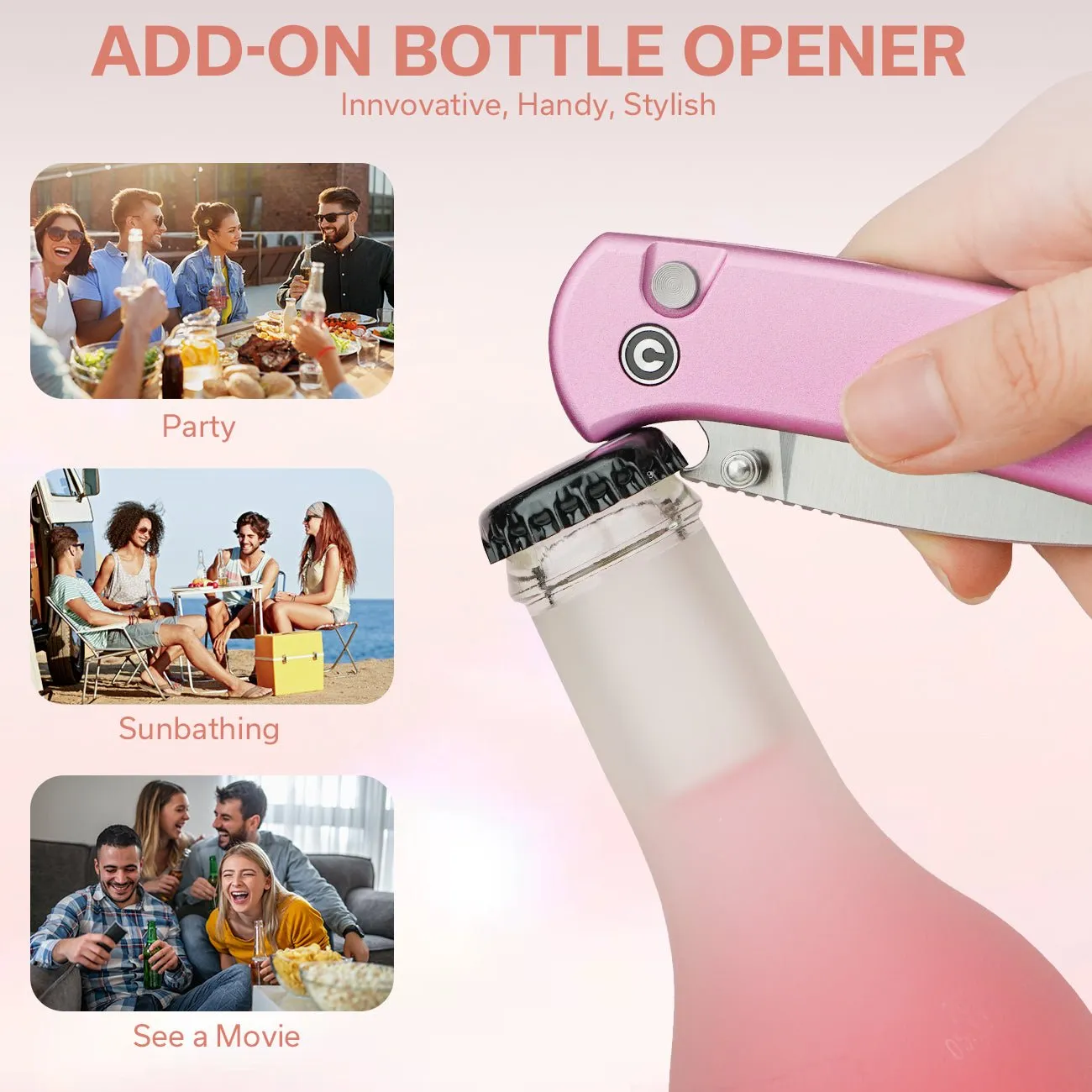 Civivi Qubit C22030E-5 Taschenmesser Alu Pink