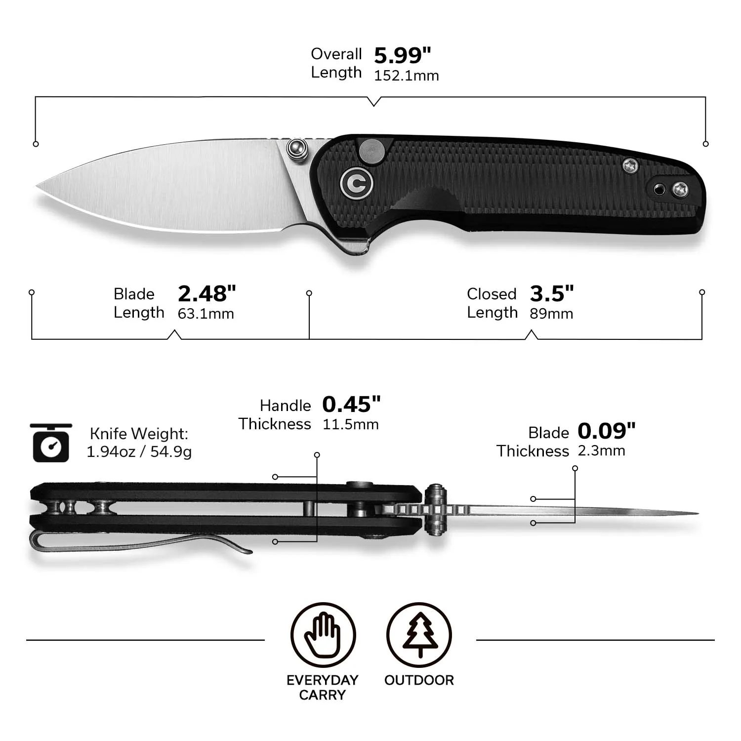 Civivi Mini Shakan C20052F-1 Taschenmesser Alu Button Lock