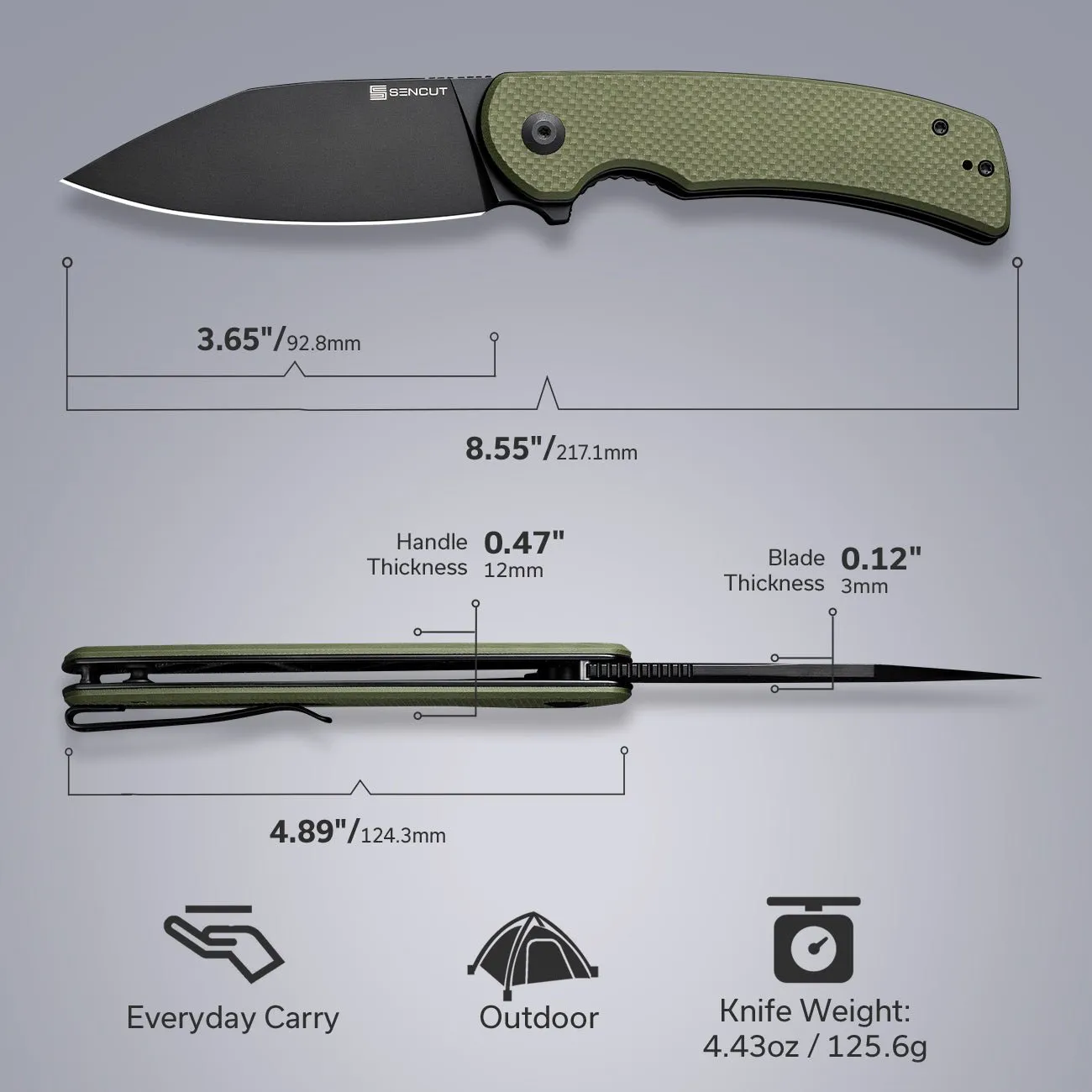 SENCUT Omniform S23064-1 Klappmesser G10 OD-Grün groß