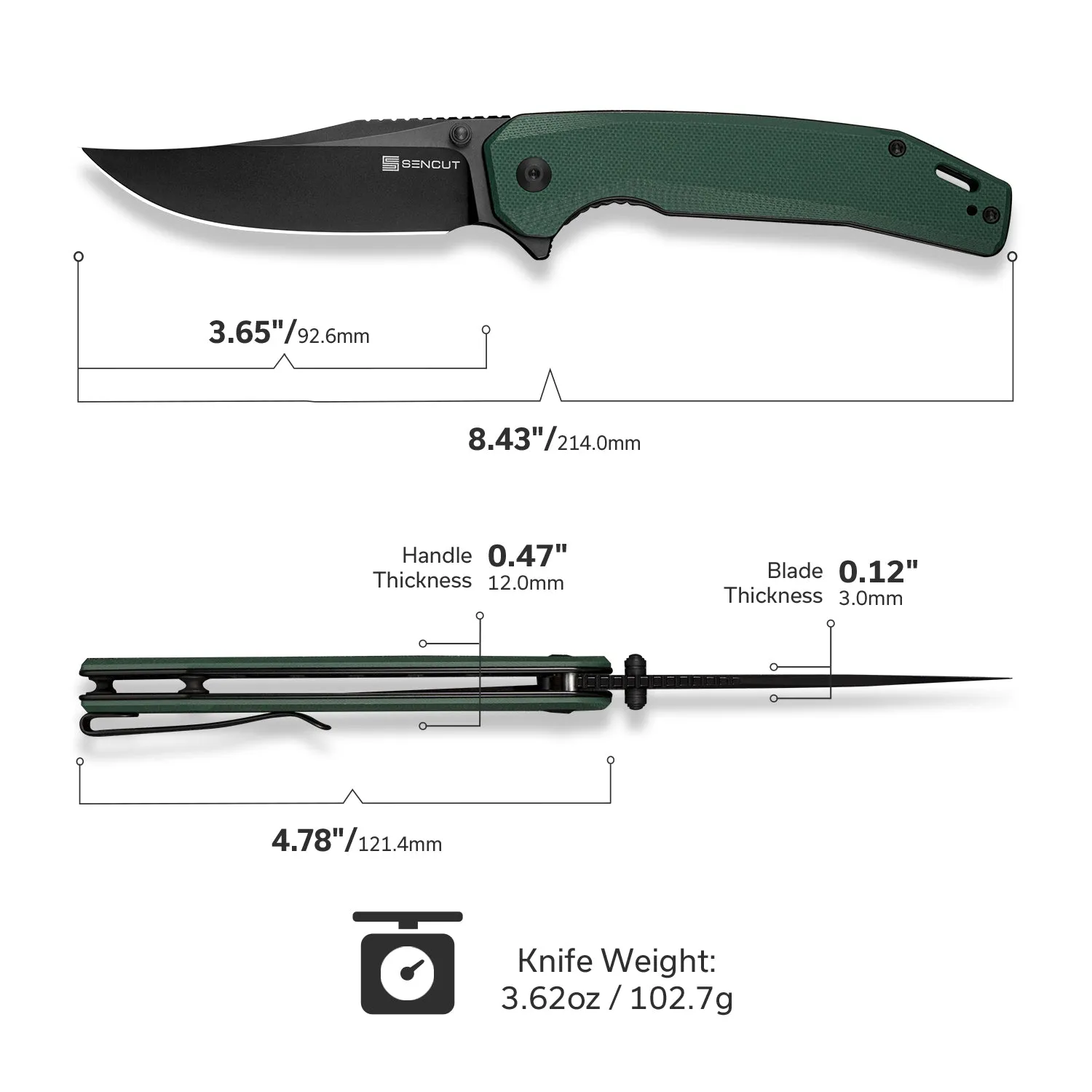 SENCUT Vornix S25038-1 Taschenmesser Teal 9Cr18MoV