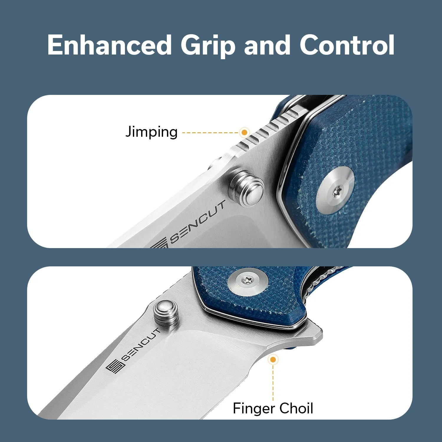 SENCUT Skarnax S24025-3 Klappmesser Blau Micarta 9Cr18MoV