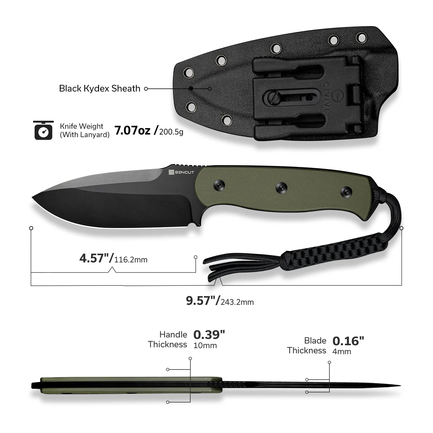 SENCUT Toxodon S24036-2 Outdoormesser OD-Grün G10