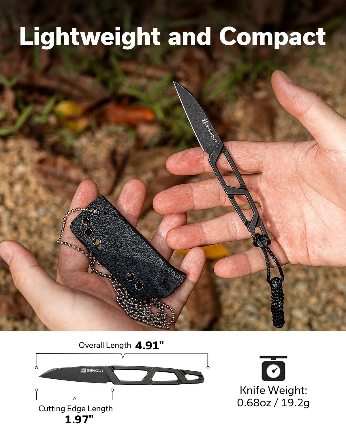 SENCUT TEXO S23095-1 Halsmesser Kydex schwarz