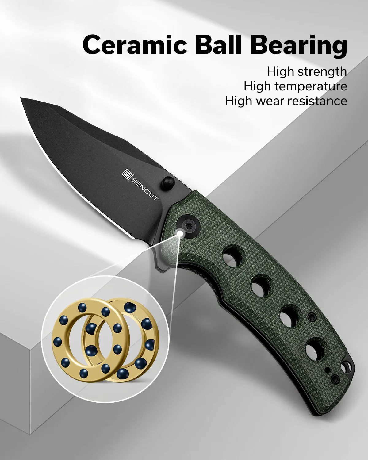 SENCUT Excalis S23068-3 Klappmesser Grün Micarta