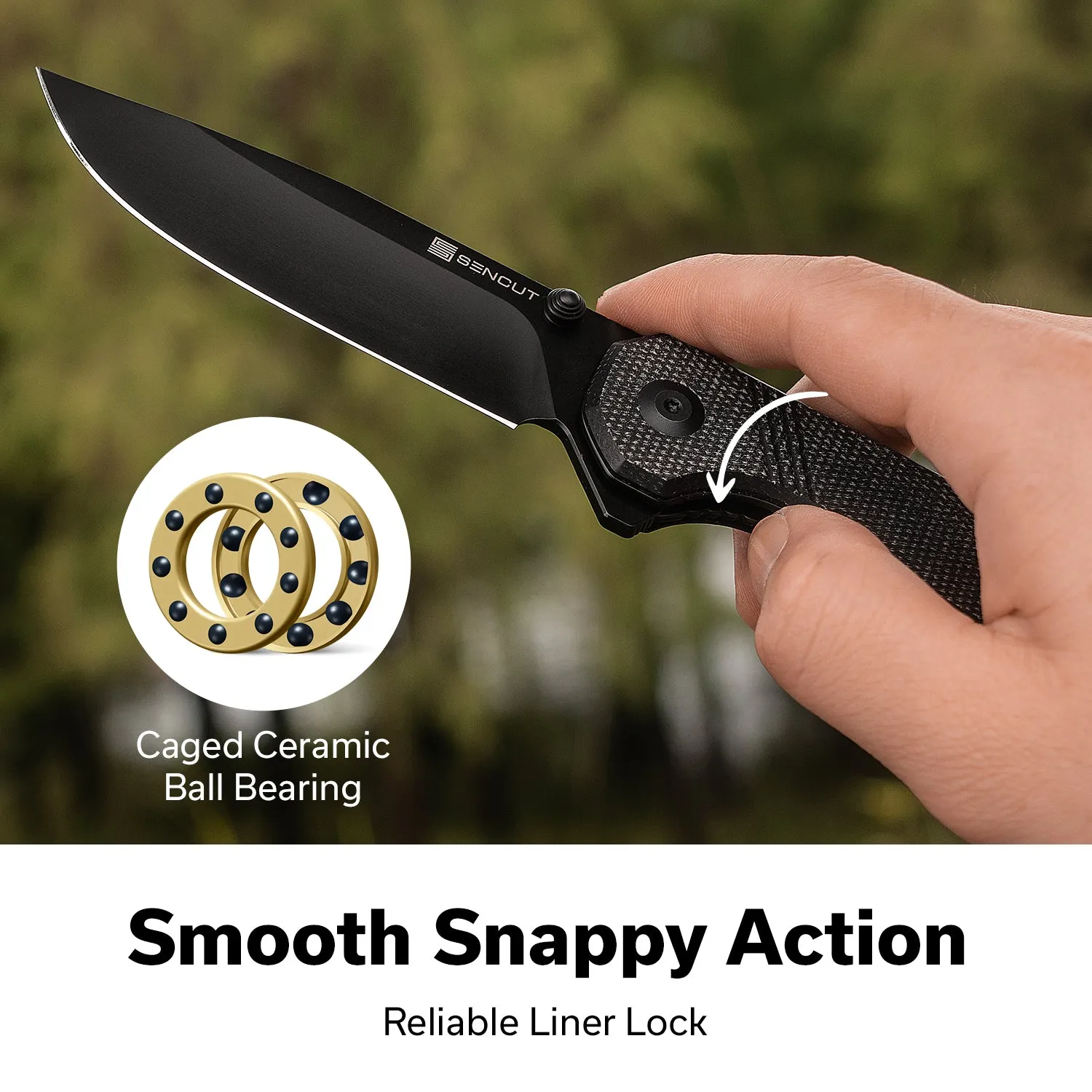 SENCUT Aetheris S24095-3 Klappmesser Schwarz Micarta