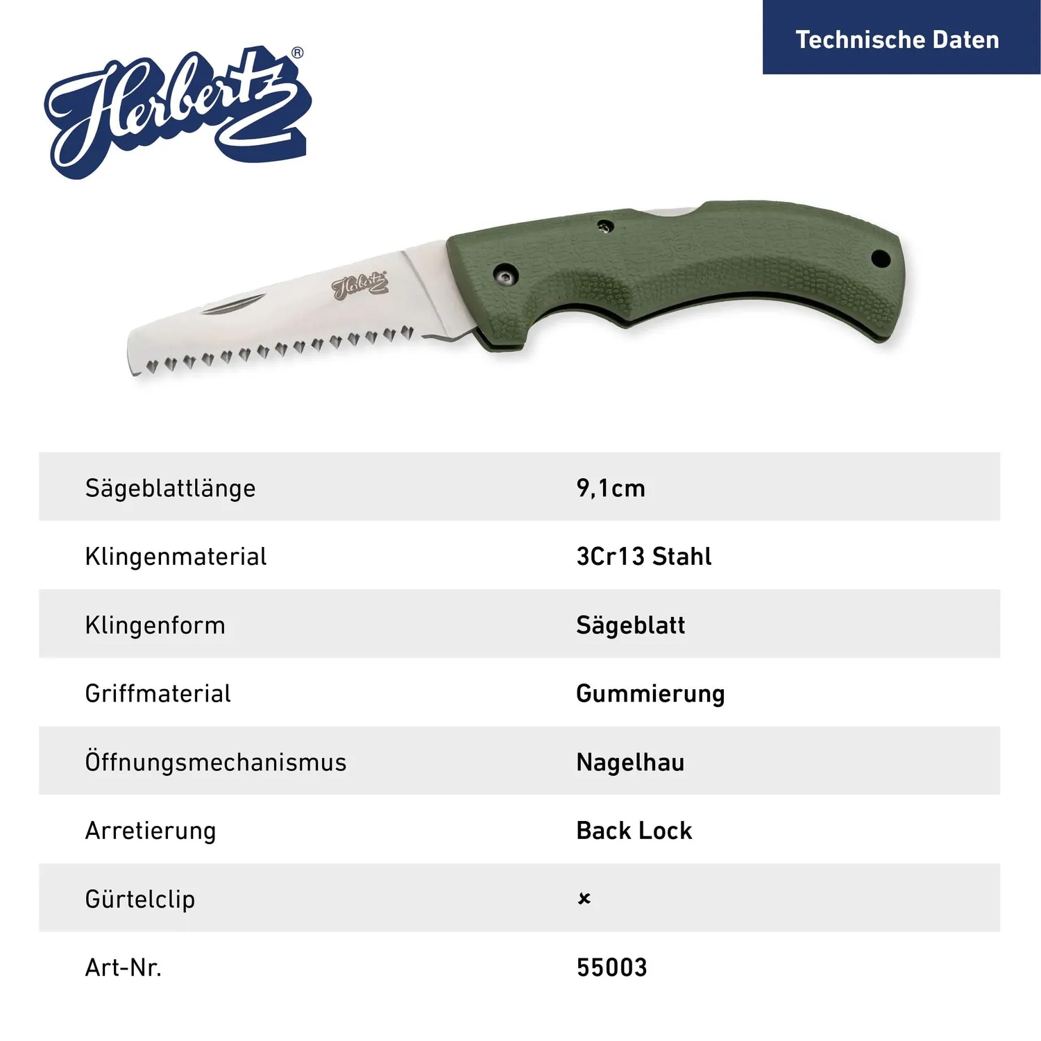 Herbertz Top Collection Klappsäge 3Cr13 Gummigriff 21,6 cm
