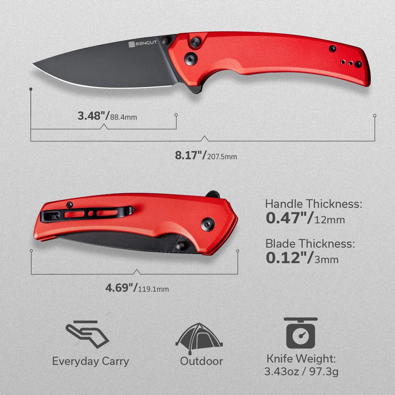 SENCUT Serene S21022B-2 Klappmesser rot Aluminium
