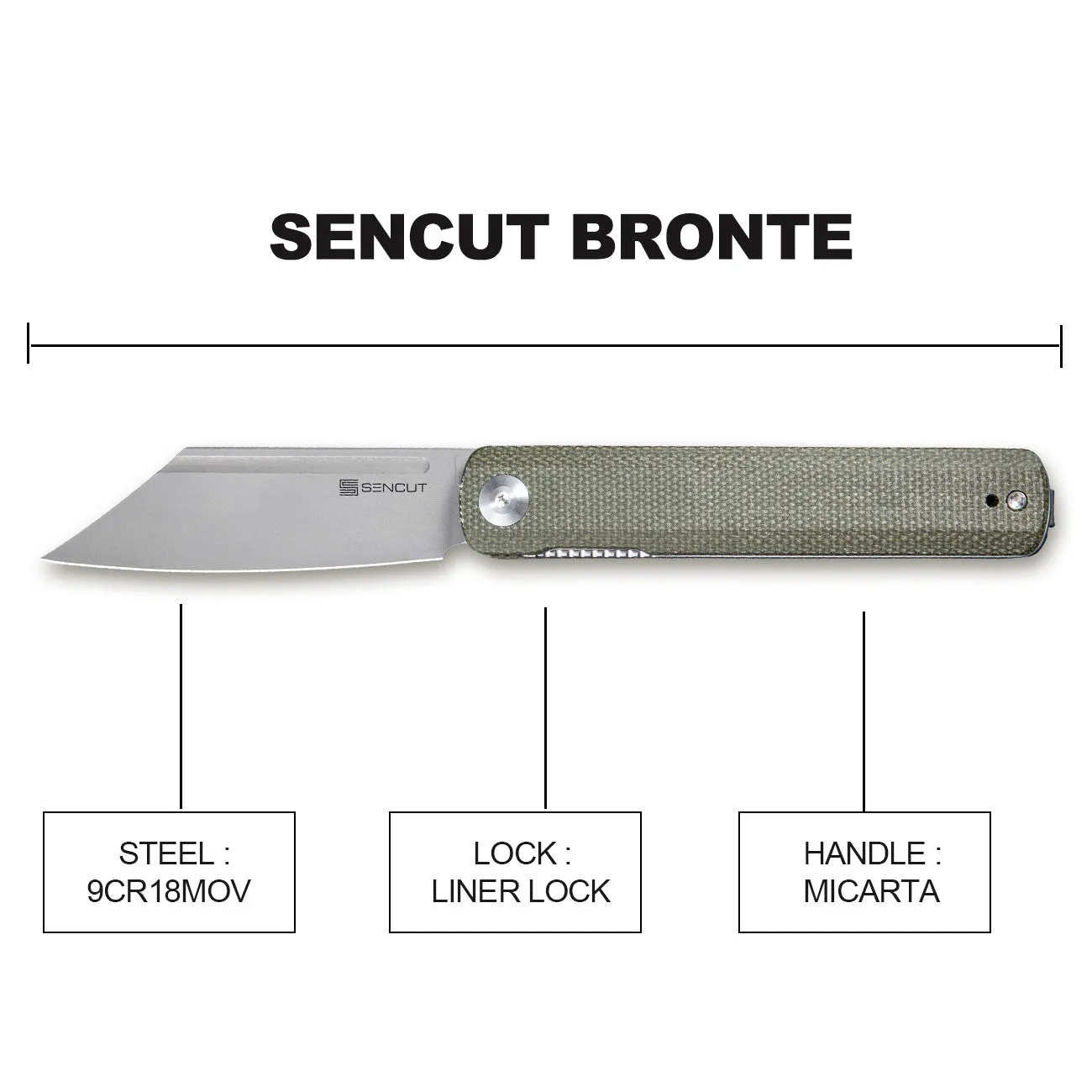 SENCUT Bronte SA08B Taschenmesser grün Micarta
