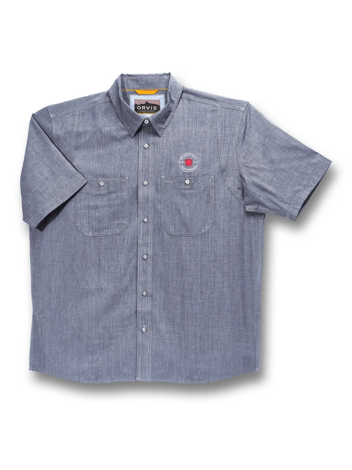Orvis Tech Chambray Arbeitshemd Langarm Blau feuchtigkeitsarm