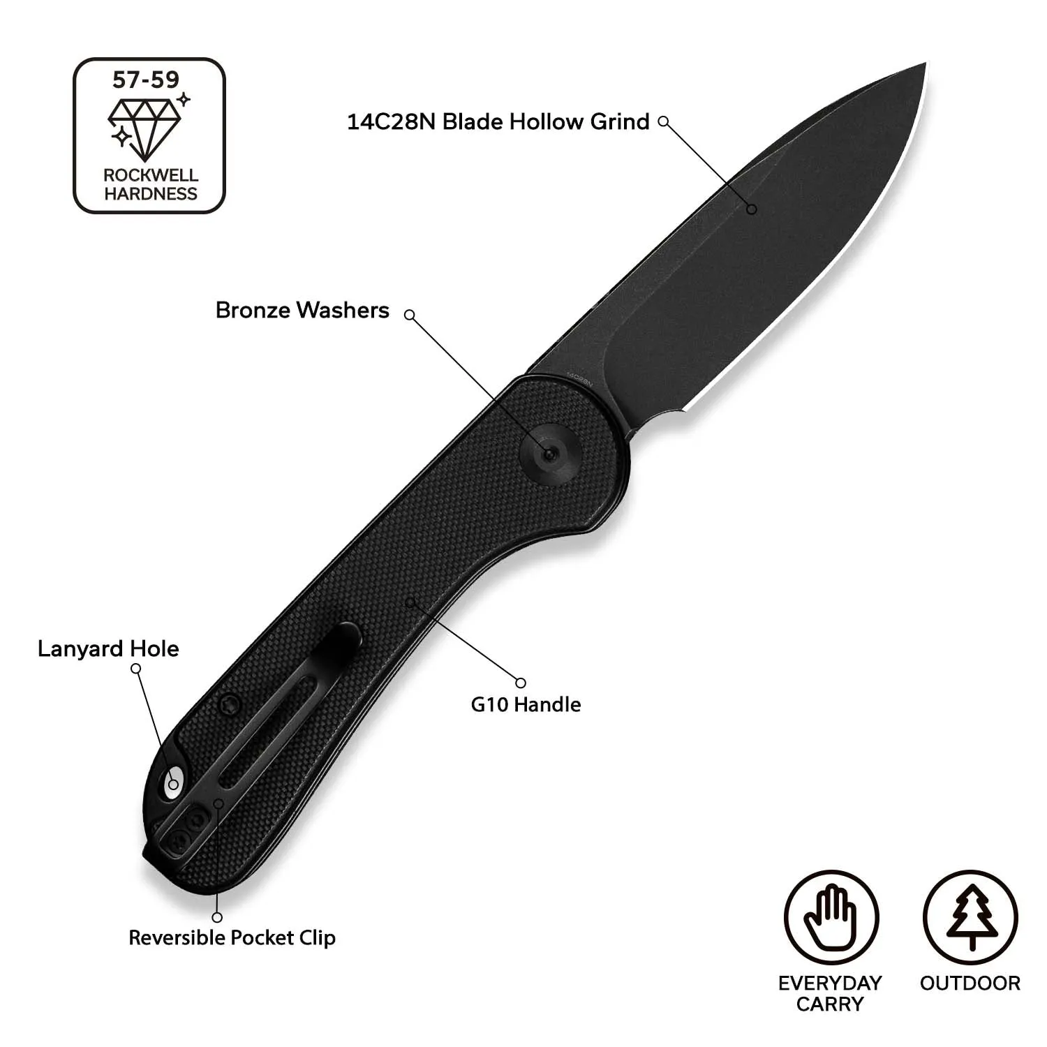 Civivi Elementum C18062AJ-1 Taschenmesser Schwarz 14C28N