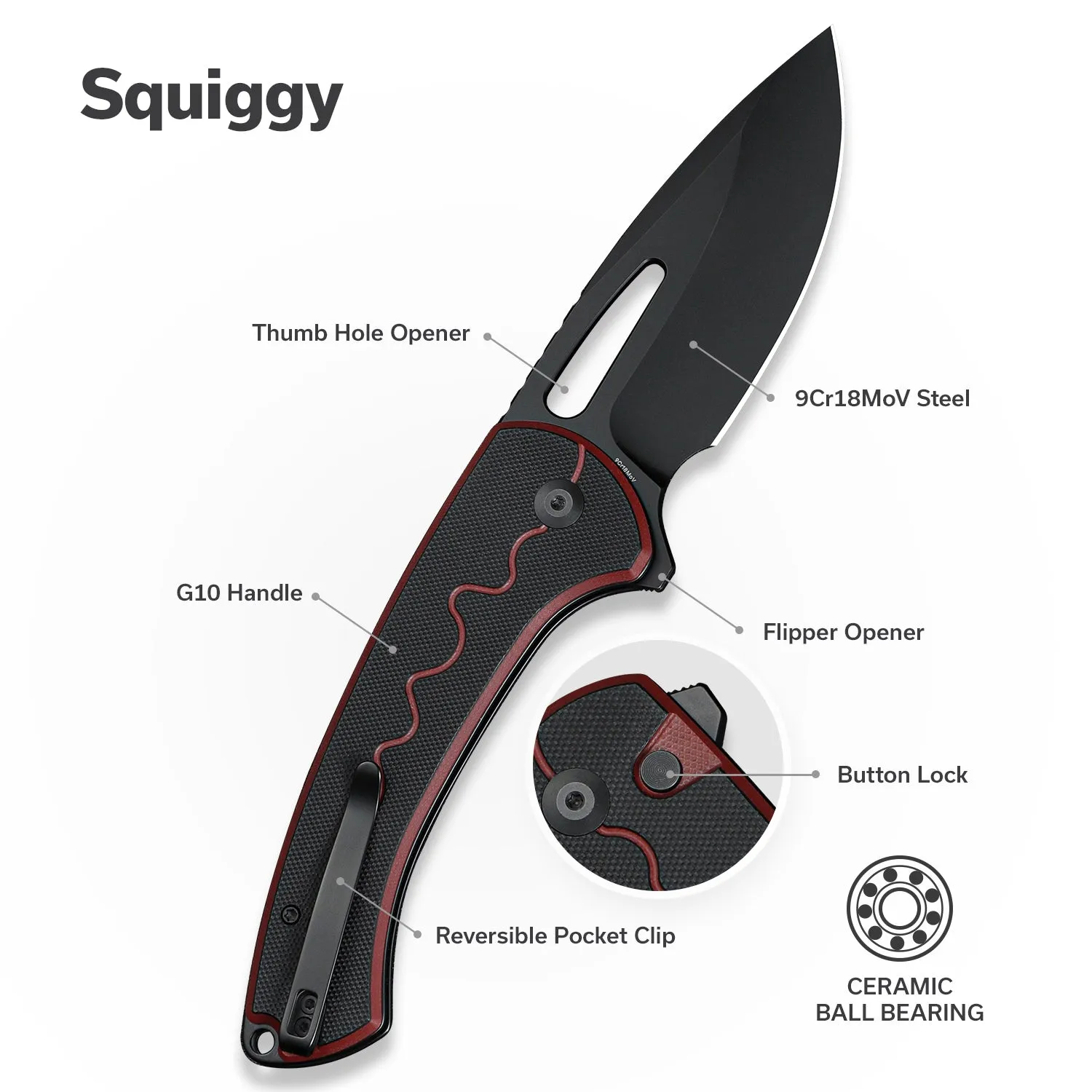 SENCUT Squiggy S24082A-3 Taschenmesser Burgund