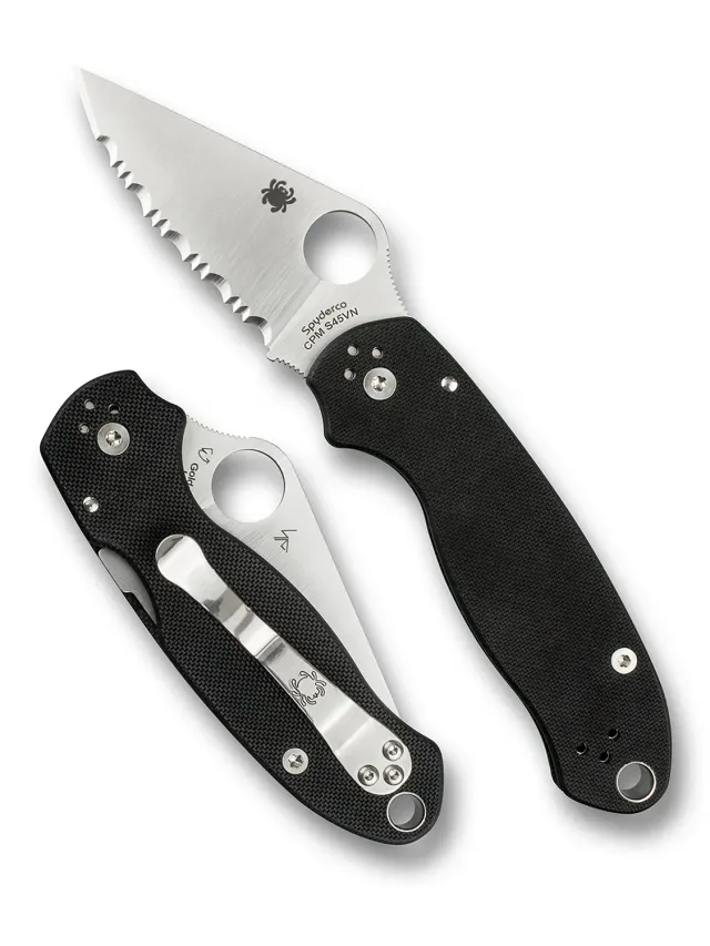 Spyderco Para 3 Klappmesser Schwarz S45VN Glatt