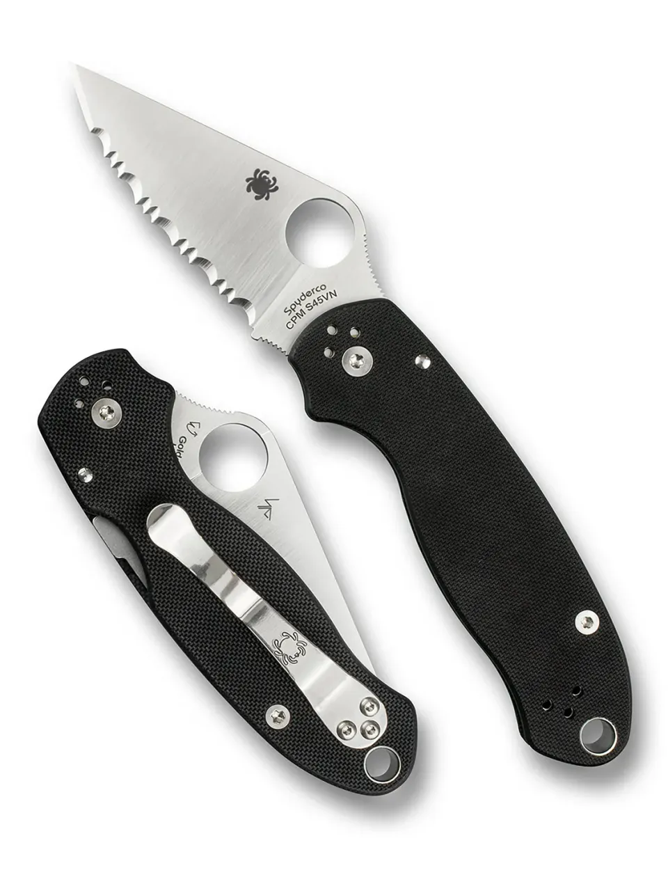 Spyderco Para 3 Klappmesser Schwarz S45VN Glatt