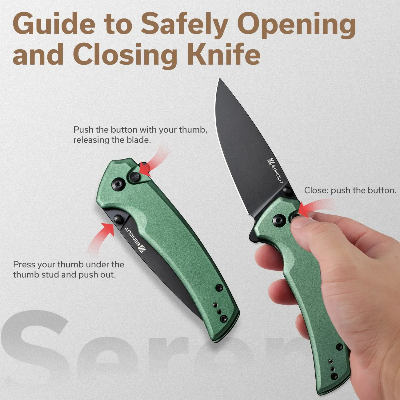 SENCUT Serene S21022B-5 Taschenmesser Grün Aluminium