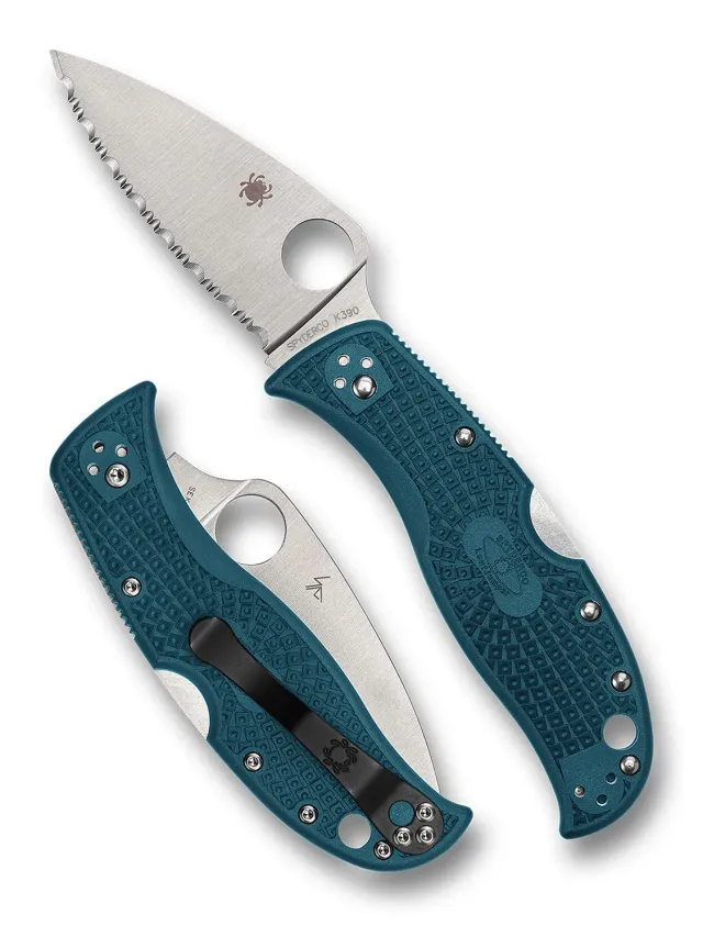 Spyderco LeafJumper K390 Klappmesser blau PlainEdge